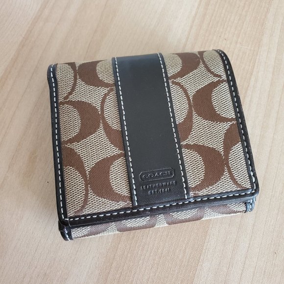 Coach Handbags - Coach Signature Brown Stripe Wallet